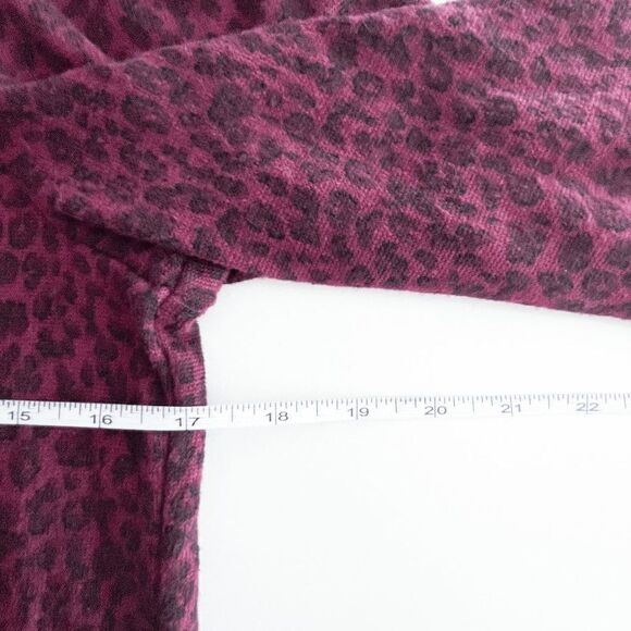 Banana Republic Womens Knit Top Puff Long Sleeve Animal Print Maroon Small - Picture 7 of 7